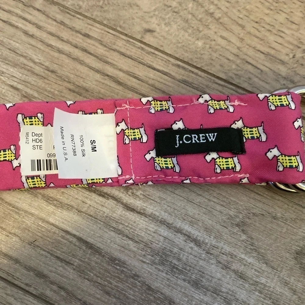 J. Crew Pink Silk With Yellow Dogs Tie Belt - Picture 2 of 4